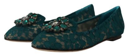 Dolce & Gabbana - Elegant Crystal Buckle Lace Ballet Flats