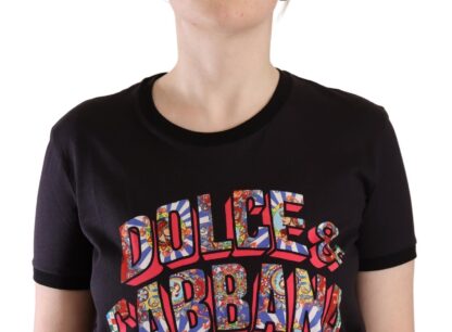 Dolce & Gabbana - Chic Black Crew Neck Logo Tee