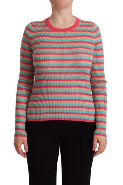 Dolce & Gabbana - Elegant Striped Silk Crew Neck Pullover