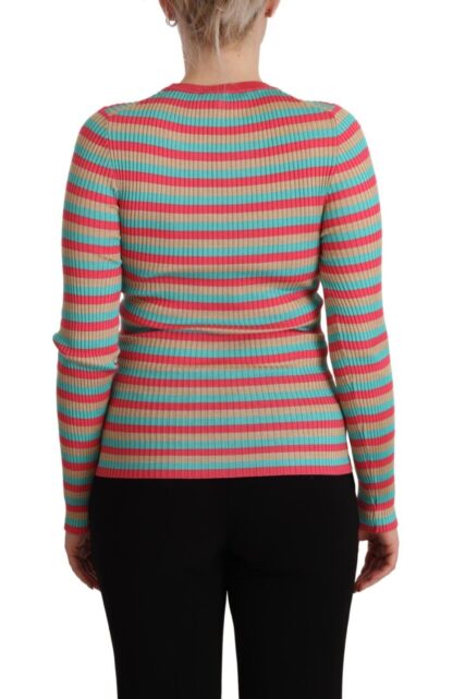 Dolce & Gabbana - Elegant Striped Silk Crew Neck Pullover