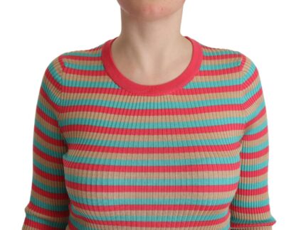 Dolce & Gabbana - Elegant Striped Silk Crew Neck Pullover