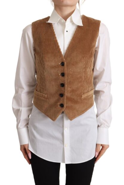 Dolce & Gabbana - Elegant Sleeveless V-Neck Corduroy Vest