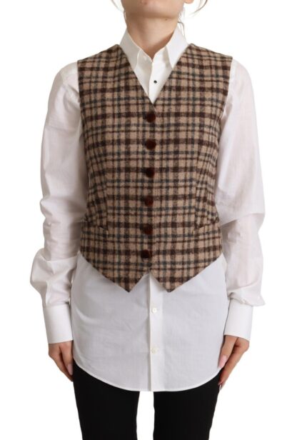 Dolce & Gabbana - Elegant Checkered V-Neck Sleeveless Vest Top