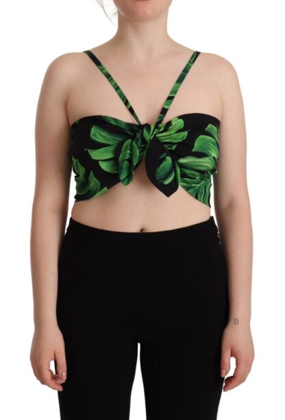 Dolce & Gabbana - Elegant Leaf Print Halter Cropped Top