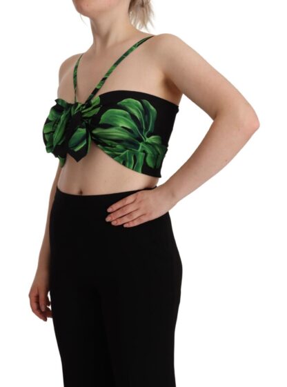 Dolce & Gabbana - Elegant Leaf Print Halter Cropped Top