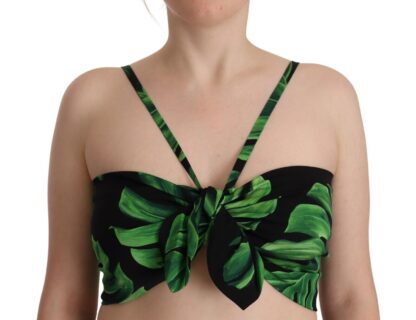 Dolce & Gabbana - Elegant Leaf Print Halter Cropped Top