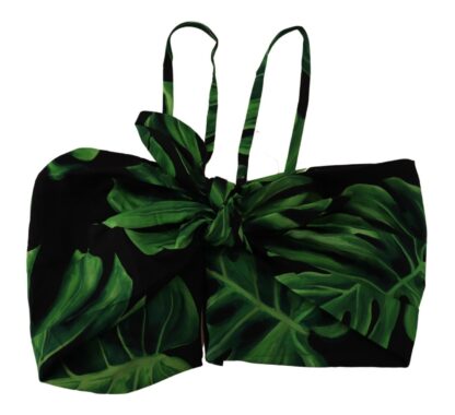 Dolce & Gabbana - Elegant Leaf Print Halter Cropped Top