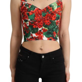 Dolce & Gabbana - Elegant Leaf Print Halter Cropped Top