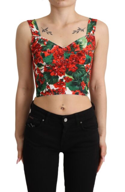 Dolce & Gabbana - Elegant Red Cropped Top with Geranium Print