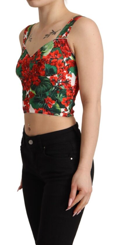 Dolce & Gabbana - Elegant Red Cropped Top with Geranium Print