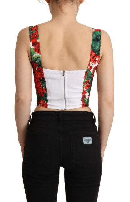 Dolce & Gabbana - Elegant Red Cropped Top with Geranium Print