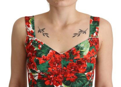 Dolce & Gabbana - Elegant Red Cropped Top with Geranium Print