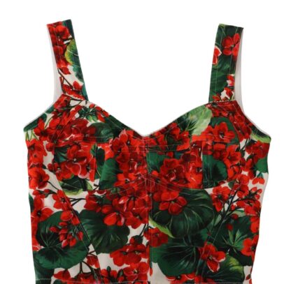 Dolce & Gabbana - Elegant Red Cropped Top with Geranium Print