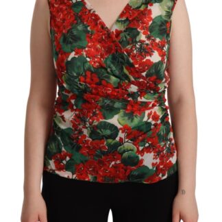 Dolce & Gabbana - Elegant Red Cropped Top with Geranium Print