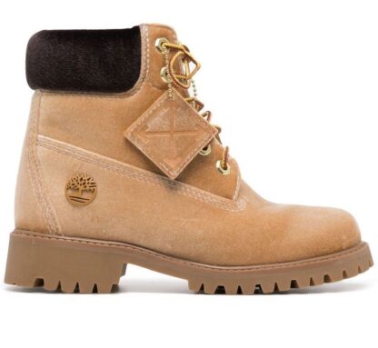 Off-White - Beige Leather Iconic Design Boots