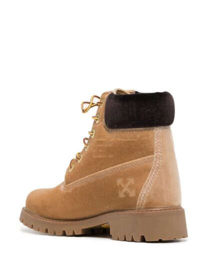 Off-White - Beige Leather Iconic Design Boots