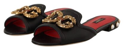 Dolce & Gabbana - Elegant Amore Embellished Leather Sandals