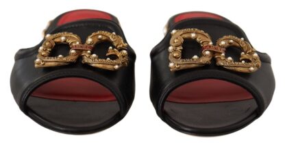 Dolce & Gabbana - Elegant Amore Embellished Leather Sandals