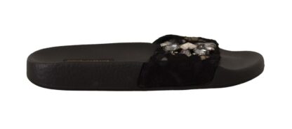 Dolce & Gabbana - Elegant Floral Lace Crystal-Embellished Slides