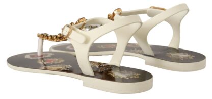 Dolce & Gabbana - T-Strap Heart Crystal Embellished Sandals