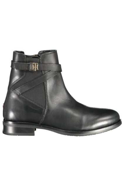 Tommy Hilfiger - Black Leather Women Boot