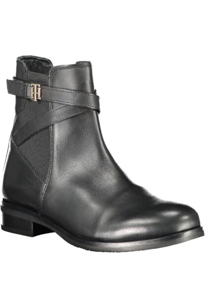 Tommy Hilfiger - Black Leather Women Boot