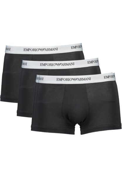 Emporio Armani - Black Cotton Men Trunks Trio Pack