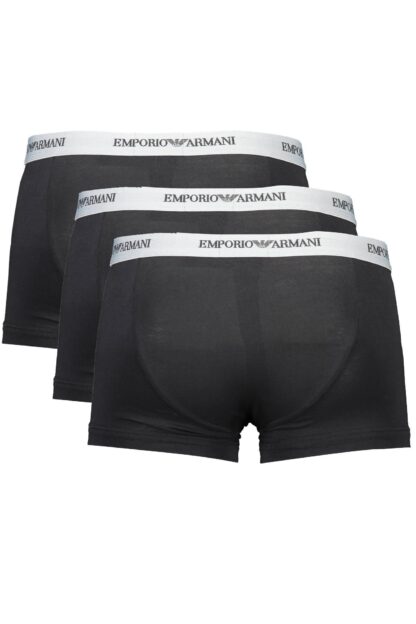 Emporio Armani - Black Cotton Men Trunks Trio Pack