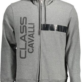 Cavalli Class - Gray Cotton Men's Hooded Sweater