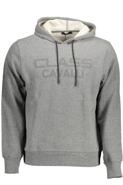 Cavalli Class - Gray Cotton Men's Hooded Sweater