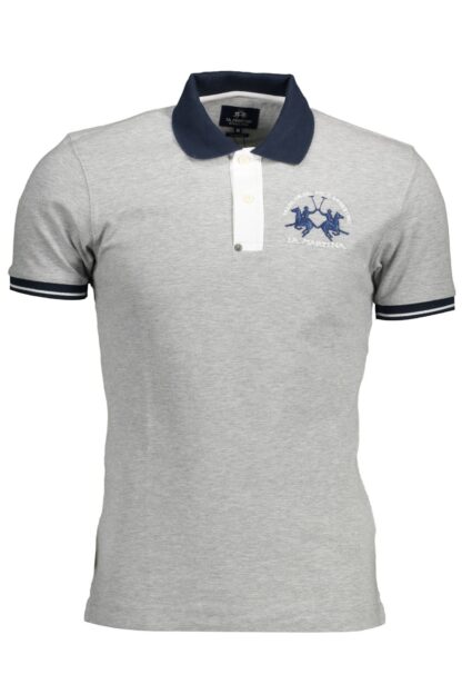 La Martina - Gray Cotton Men Polo Shirt