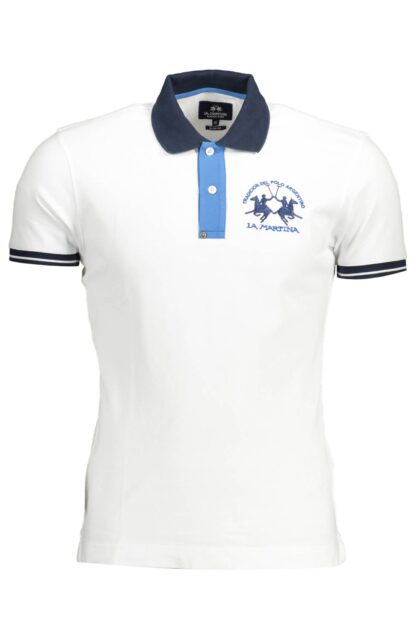 La Martina - White Cotton Men Polo Shirt