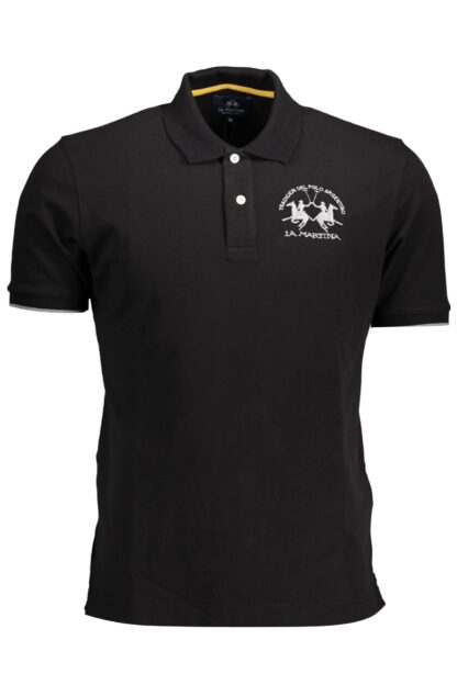 La Martina - Black Cotton Men Polo Shirt