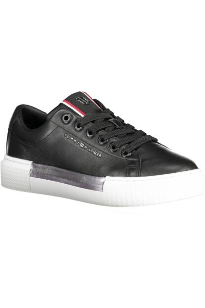 Tommy Hilfiger - Black Leather Women Sneaker