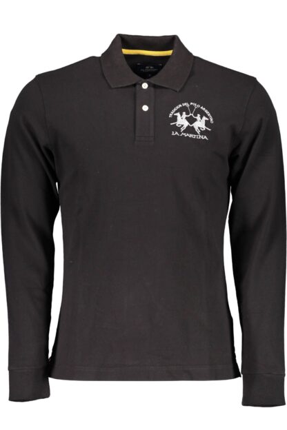 La Martina - Black Cotton Men Polo Shirt