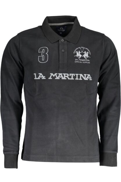 La Martina - Black Cotton Men Polo Shirt