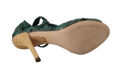 Dolce & Gabbana - Emerald Exotic Leather Heeled Sandals