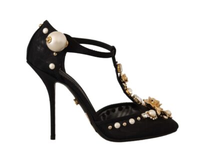 Dolce & Gabbana - Elegant Embellished T-Strap Heels Sandals