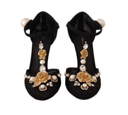 Dolce & Gabbana - Elegant Embellished T-Strap Heels Sandals