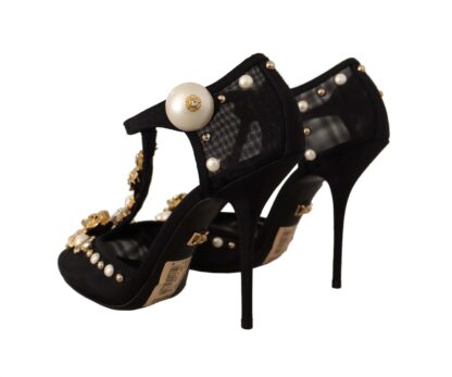 Dolce & Gabbana - Elegant Embellished T-Strap Heels Sandals