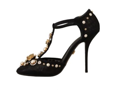 Dolce & Gabbana - Elegant Embellished T-Strap Heels Sandals