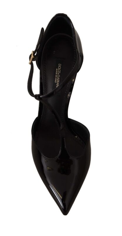 Dolce & Gabbana - Elegant Black Leather T-Strap Heels Sandals