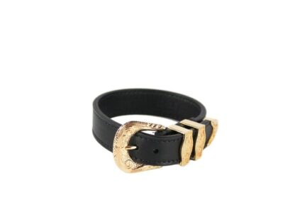 Versace - Medusa Western Buckle Smooth Leather Gold Plated Brass Gold Bracelet