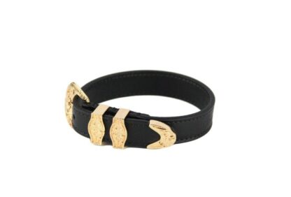 Versace - Medusa Western Buckle Smooth Leather Gold Plated Brass Gold Bracelet