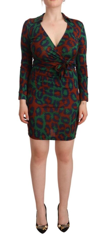 Diane Von Furstenberg - Silk Wrap Bodycon Mini Dress with Leopard Print