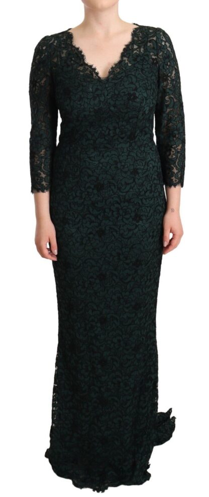 Dolce & Gabbana - Elegant Lace Floor-Length V-Neck Dress