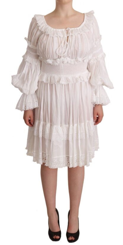 Dolce & Gabbana - Elegant Off-Shoulder Ruffled Dress in White