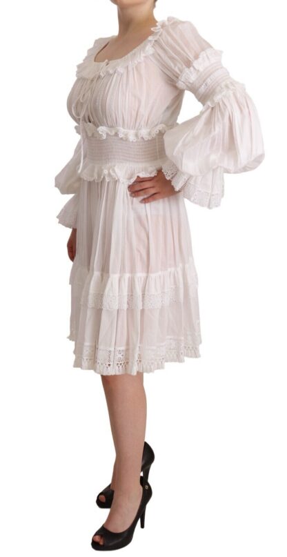 Dolce & Gabbana - Elegant Off-Shoulder Ruffled Dress in White