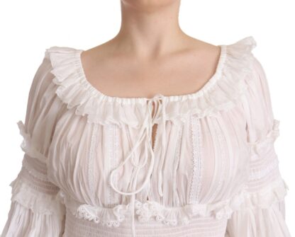 Dolce & Gabbana - Elegant Off-Shoulder Ruffled Dress in White