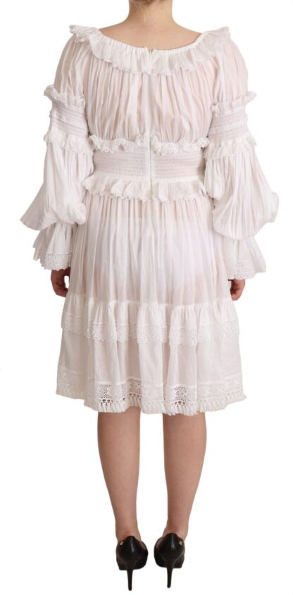 Dolce & Gabbana - Elegant Off-Shoulder Ruffled Dress in White